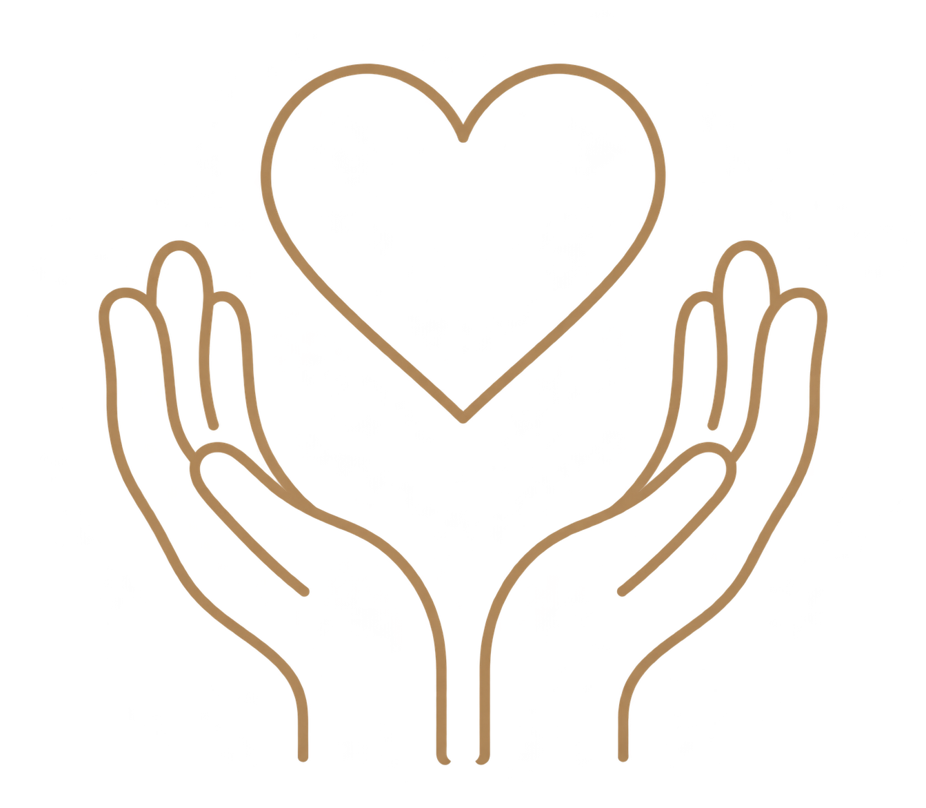 Two open hands holding a heart